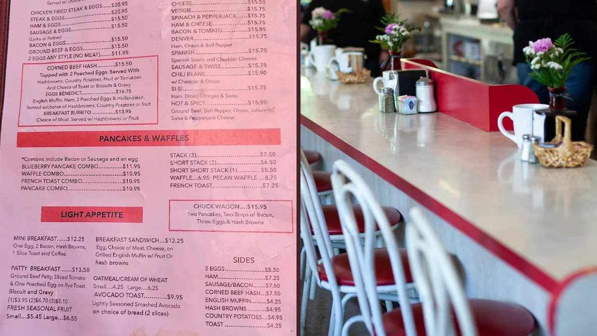 Counter service inside a casual diner.